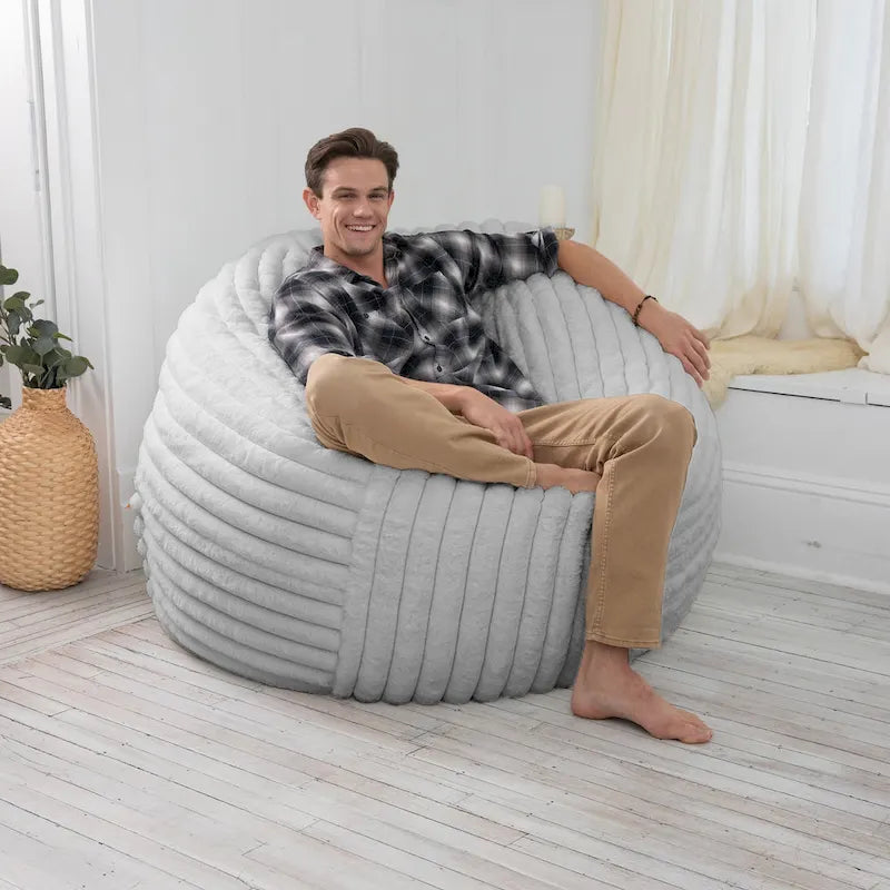5-Foot Large Faux Fur Bean Bag Chair with Removable Washable Cover