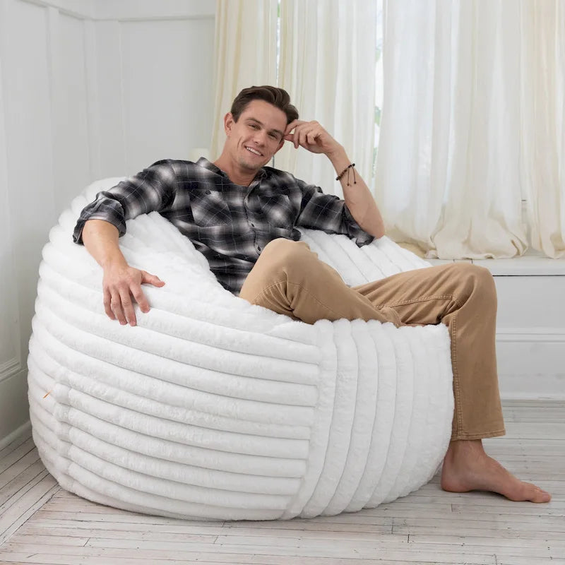 5-Foot Large Faux Fur Bean Bag Chair with Removable Washable Cover