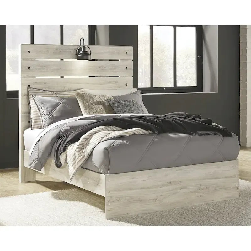 Cama de Painel Branca Rústica Estilo Industrial de Quinta