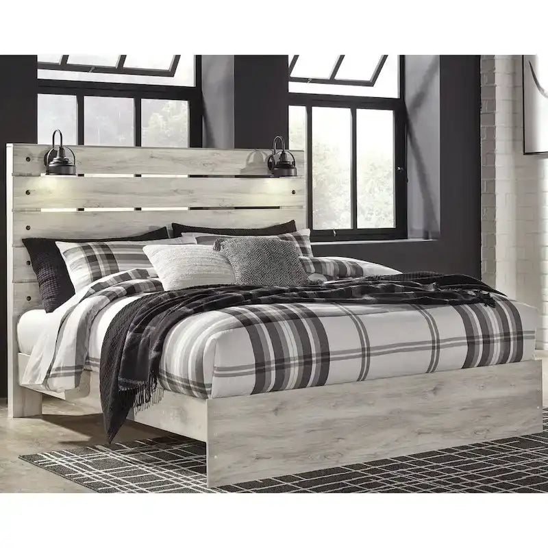 Cama de Painel Branca Rústica Estilo Industrial de Quinta