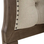 Cama de Casal King Shelter Dusty Taupe com Cabeceira de Linho com Botões