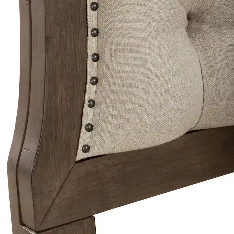 Cama de Casal King Shelter Dusty Taupe com Cabeceira de Linho com Botões