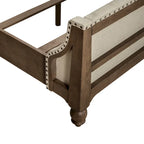Cama de Casal King Shelter Dusty Taupe com Cabeceira de Linho com Botões