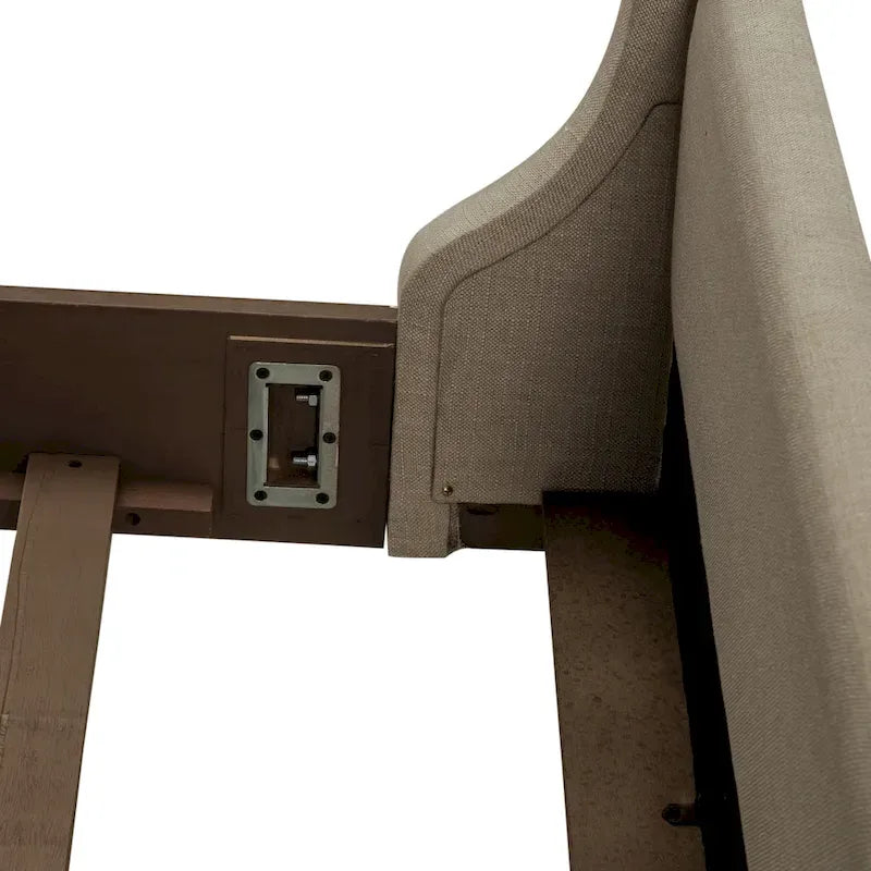 Cama de Casal King Shelter Dusty Taupe com Cabeceira de Linho com Botões