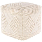 Bohemian Hand Woven 18-Inch Cube Pouf with Wool Cotton Cover