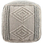 Bohemian Hand Woven 18-Inch Cube Pouf with Wool Cotton Cover