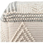 Bohemian Hand Woven 18-Inch Cube Pouf with Wool Cotton Cover