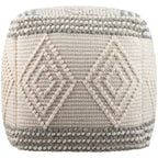 Bohemian Hand Woven 18-Inch Cube Pouf with Wool Cotton Cover
