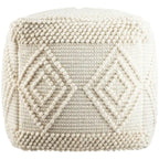 Bohemian Hand Woven 18-Inch Cube Pouf with Wool Cotton Cover