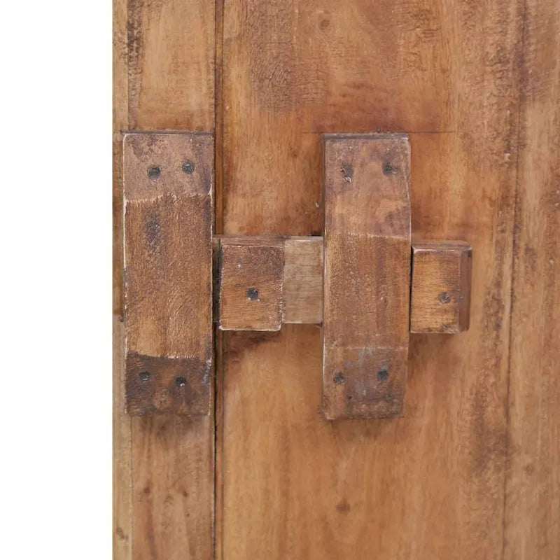 Mesa de Cabeceira em Madeira de Mogno Maciço com Fecho de Porta Rústico