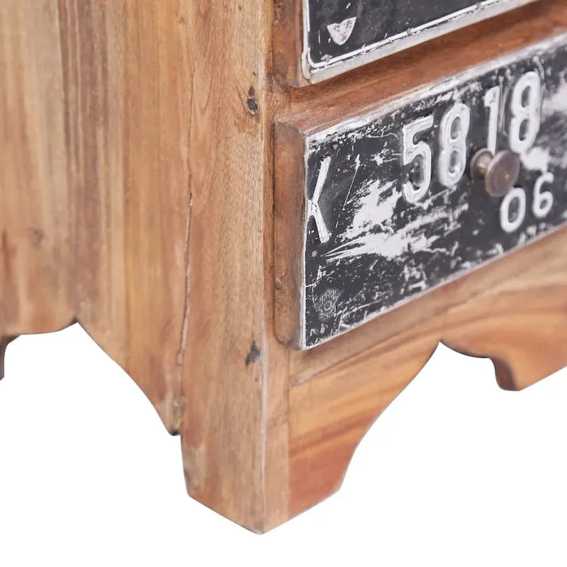 Mesa de Cabeceira em Madeira de Mogno Maciço com Fecho de Porta Rústico