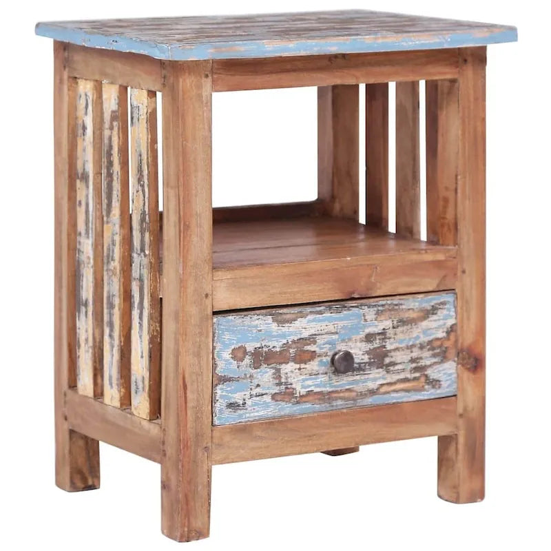 Mesa de Cabeceira em Madeira de Mogno Maciço com Fecho de Porta Rústico