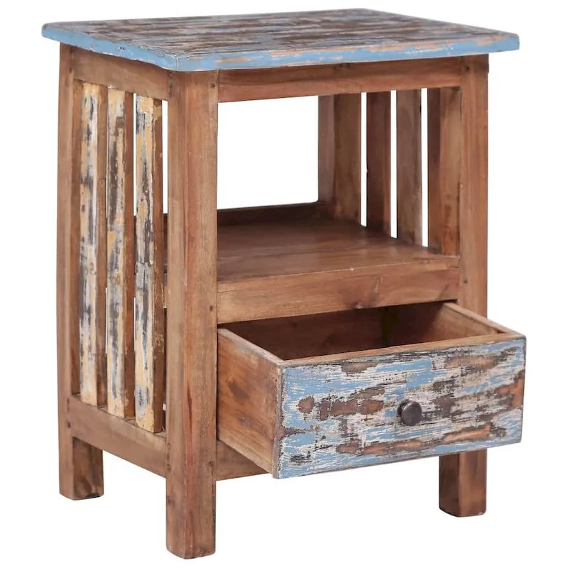Mesa de Cabeceira em Madeira de Mogno Maciço com Fecho de Porta Rústico