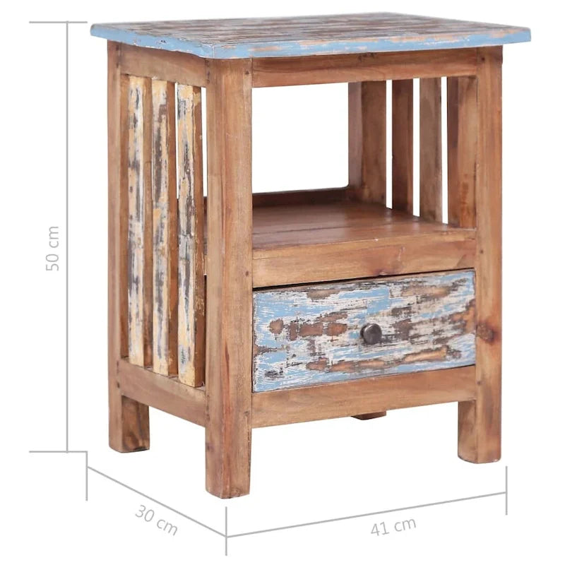 Mesa de Cabeceira em Madeira de Mogno Maciço com Fecho de Porta Rústico
