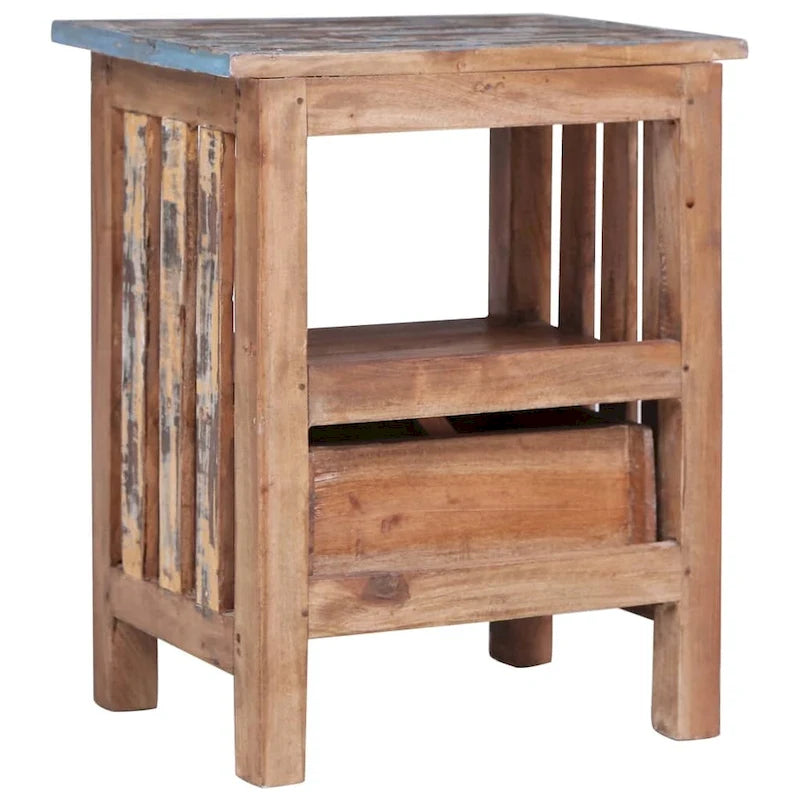 Mesa de Cabeceira em Madeira de Mogno Maciço com Fecho de Porta Rústico