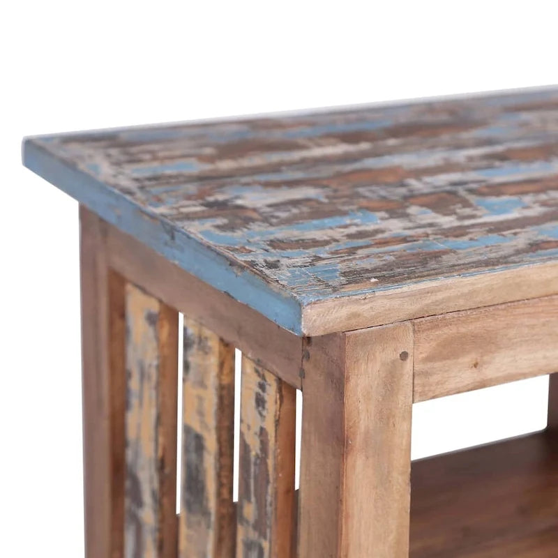 Mesa de Cabeceira em Madeira de Mogno Maciço com Fecho de Porta Rústico