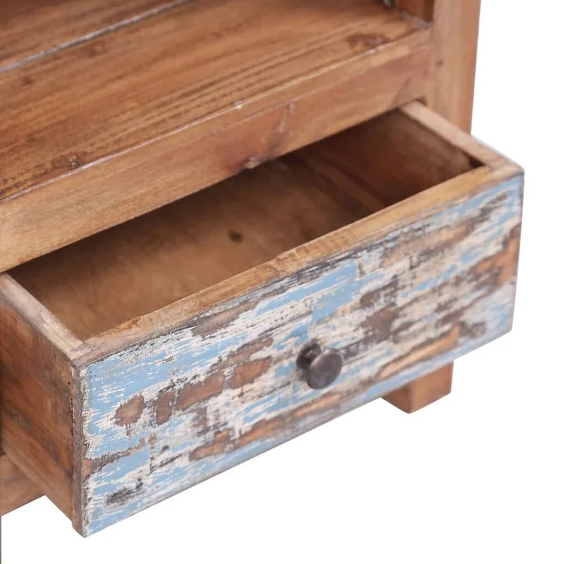 Mesa de Cabeceira em Madeira de Mogno Maciço com Fecho de Porta Rústico