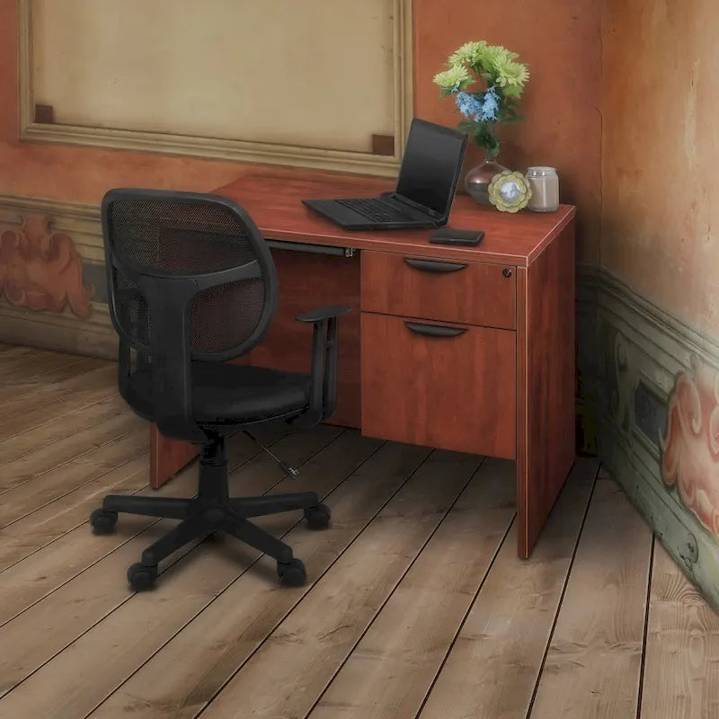 42-Inch Single Pedestal Office Desk with File and Box Drawer