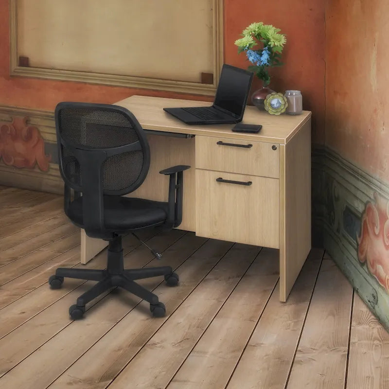 42-Inch Single Pedestal Office Desk with File and Box Drawer