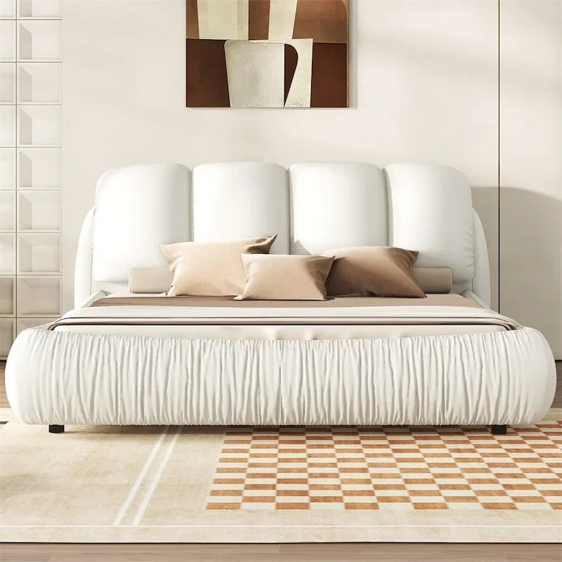 Cama King Size Estofada c/ Cabeceira Grossa e Encosto Acolchoado Grande