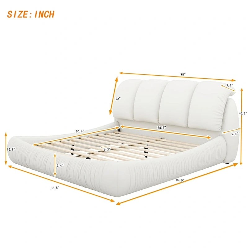Cama King Size Estofada c/ Cabeceira Grossa e Encosto Acolchoado Grande