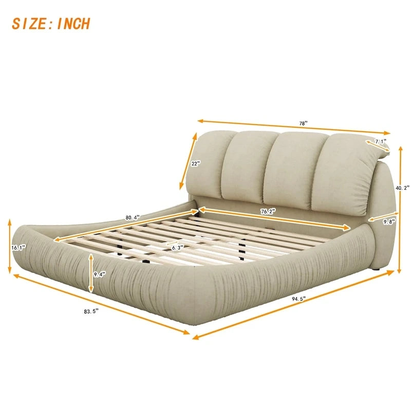 Cama King Size Estofada c/ Cabeceira Grossa e Encosto Acolchoado Grande