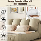 Cama King Size Estofada c/ Cabeceira Grossa e Encosto Acolchoado Grande