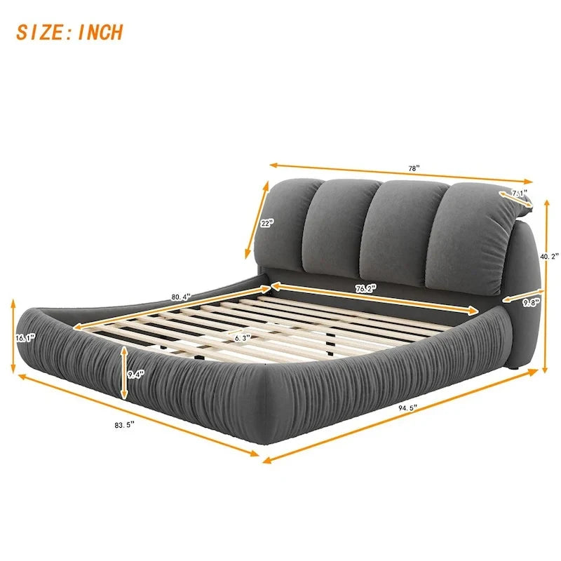Cama King Size Estofada c/ Cabeceira Grossa e Encosto Acolchoado Grande