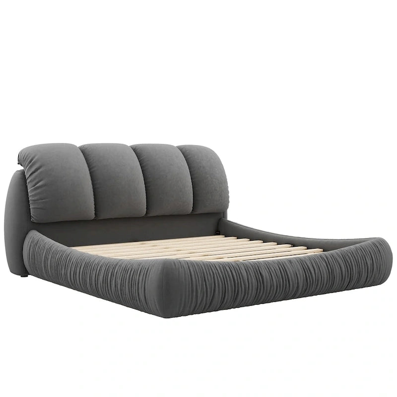 Cama King Size Estofada c/ Cabeceira Grossa e Encosto Acolchoado Grande