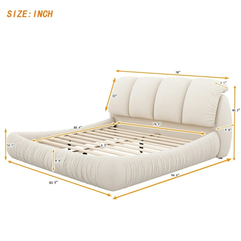 Cama King Size Estofada c/ Cabeceira Grossa e Encosto Acolchoado Grande