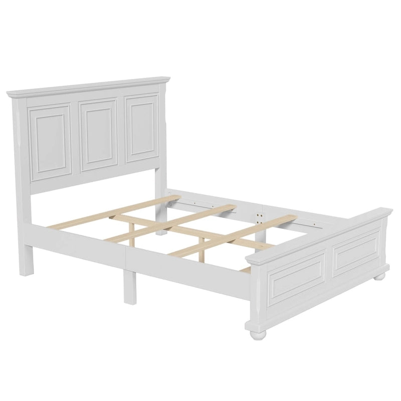 Cama Tradicional Vintage em Madeira com Cabeceira e Peseira em Entalhe