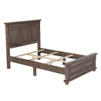 Cama Tradicional Vintage em Madeira com Cabeceira e Peseira em Entalhe