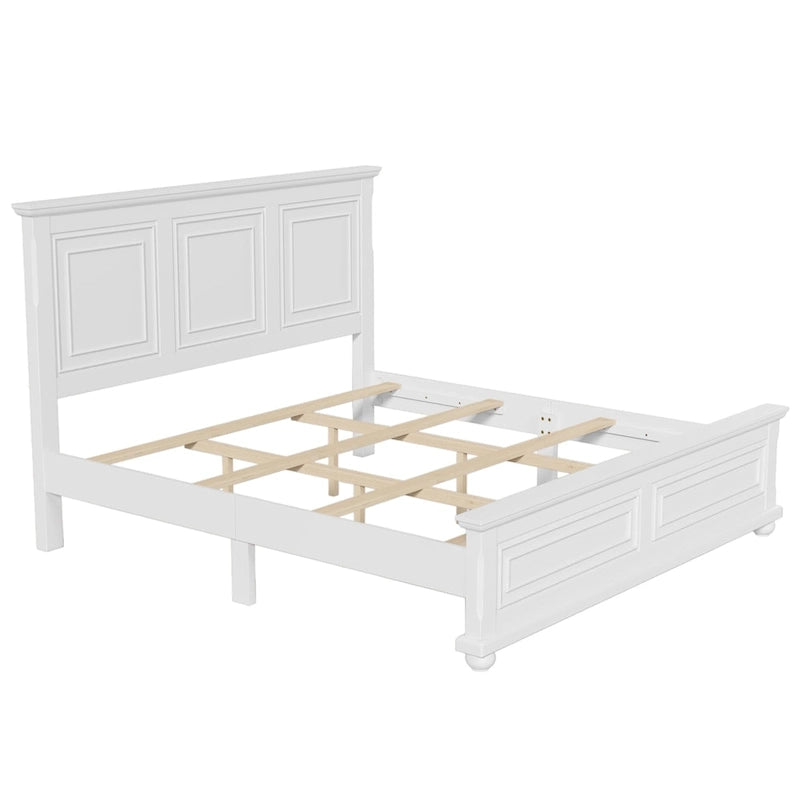 Cama Tradicional Vintage em Madeira com Cabeceira e Peseira em Entalhe
