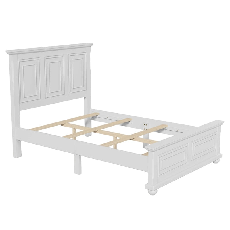 Cama Tradicional Vintage em Madeira com Cabeceira e Peseira em Entalhe