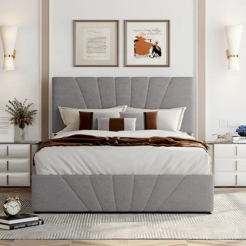 Cama Plataforma Estofada com Sistema de Armazenamento Hidráulico