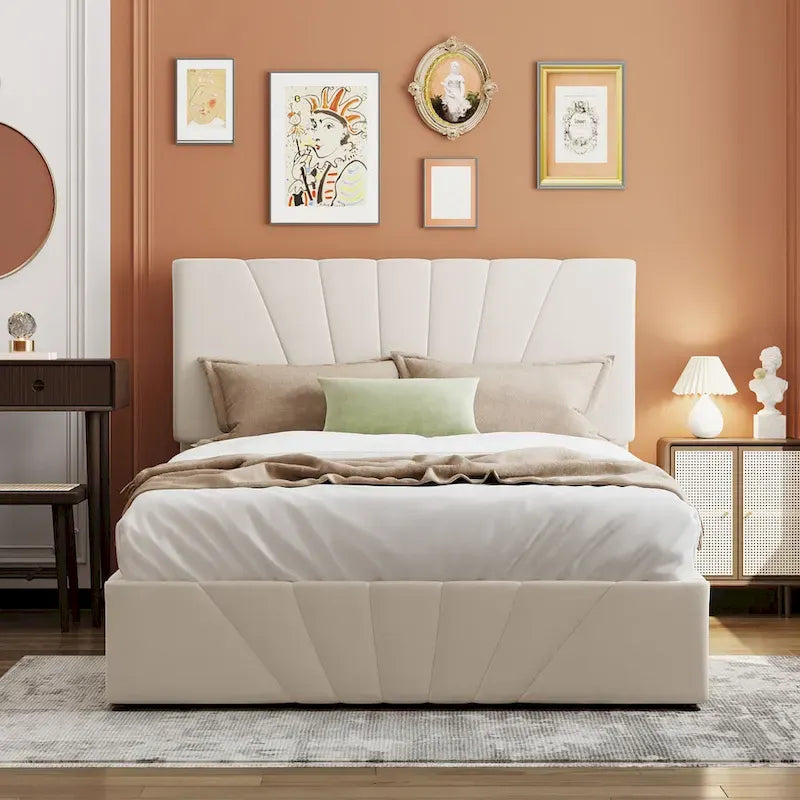 Cama Plataforma Estofada com Sistema de Armazenamento Hidráulico