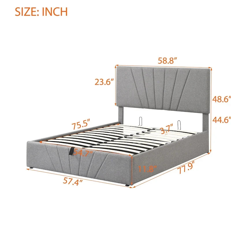 Cama Plataforma Estofada com Sistema de Armazenamento Hidráulico