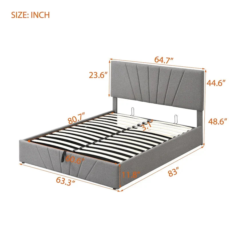 Cama Plataforma Estofada com Sistema de Armazenamento Hidráulico