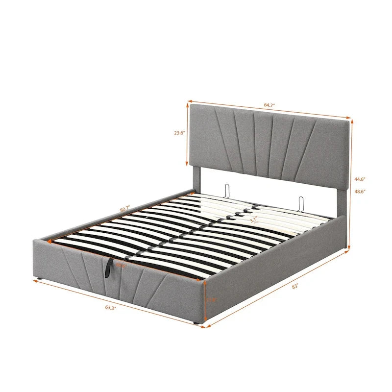 Cama Plataforma Estofada com Sistema de Armazenamento Hidráulico