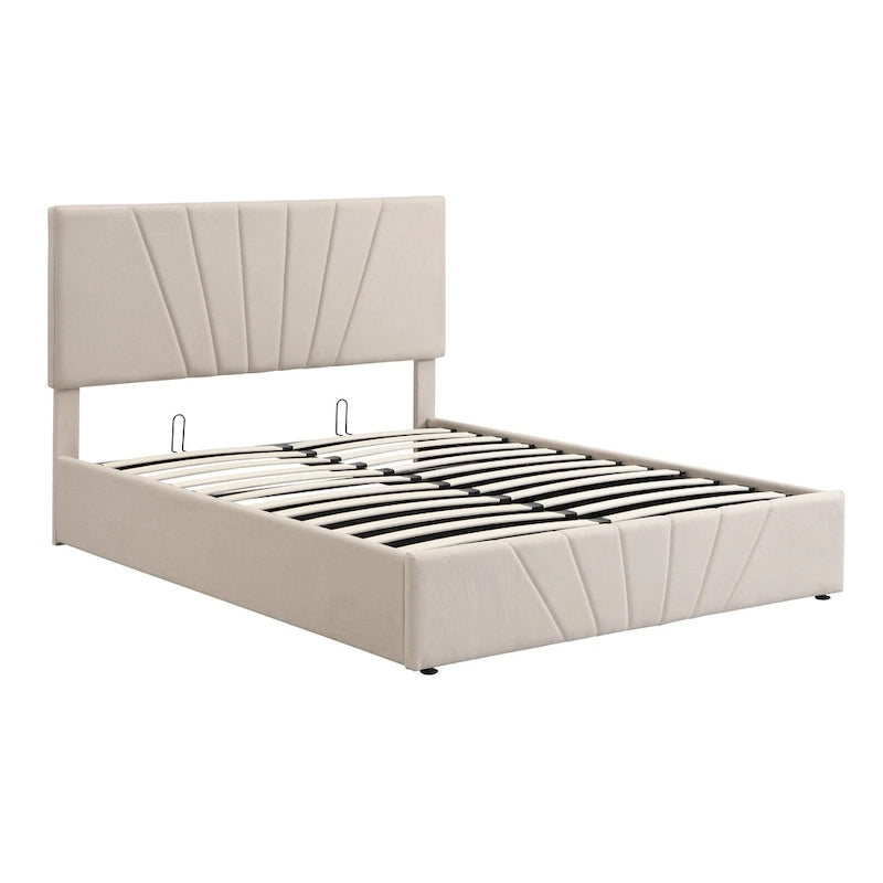 Cama Plataforma Estofada com Sistema de Armazenamento Hidráulico
