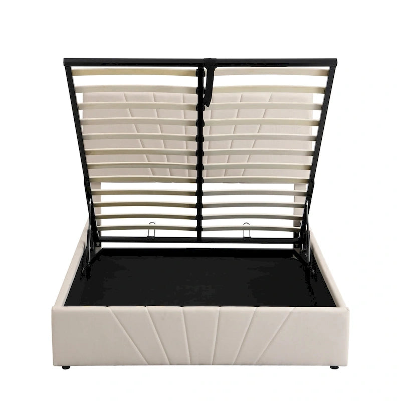 Cama Plataforma Estofada com Sistema de Armazenamento Hidráulico