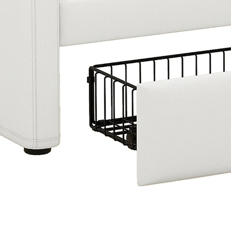 Cama de Solteiro Estofada com Arrumação, Portas USB e Iluminação LED