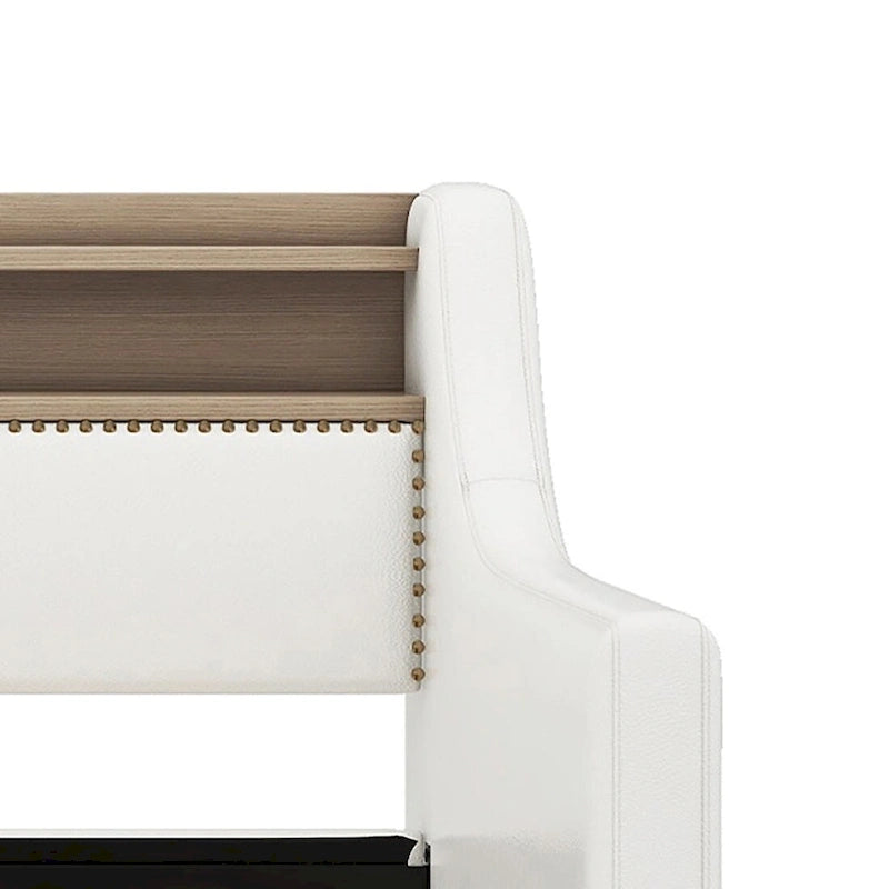 Cama de Solteiro Estofada com Arrumação, Portas USB e Iluminação LED