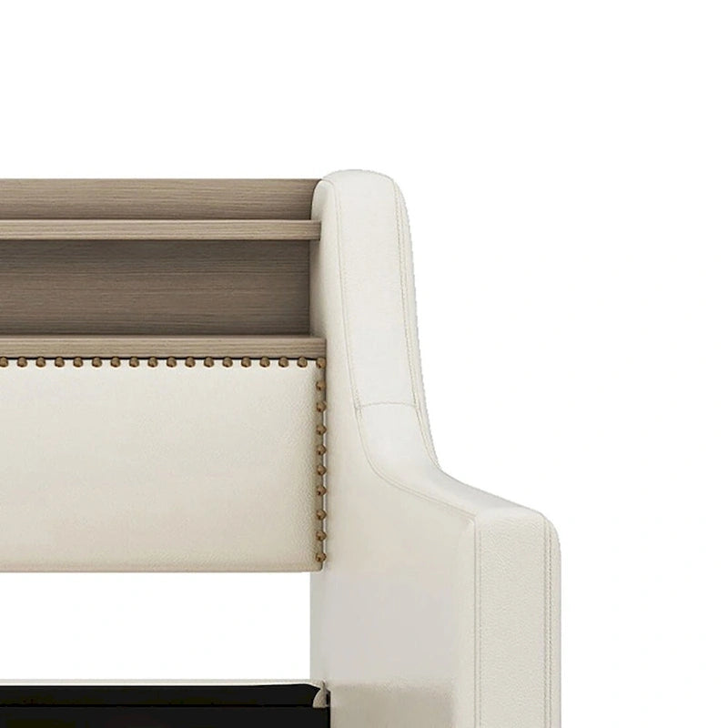 Cama de Solteiro Estofada com Arrumação, Portas USB e Iluminação LED