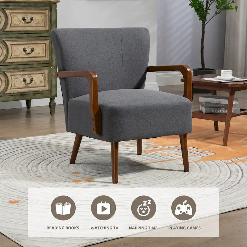 Cadeiras modernas na sala de estar, poltronas com estrutura de madeira
