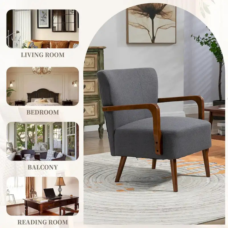 Cadeiras modernas na sala de estar, poltronas com estrutura de madeira