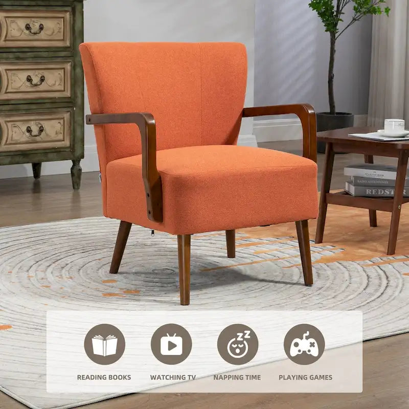 Cadeiras modernas na sala de estar, poltronas com estrutura de madeira