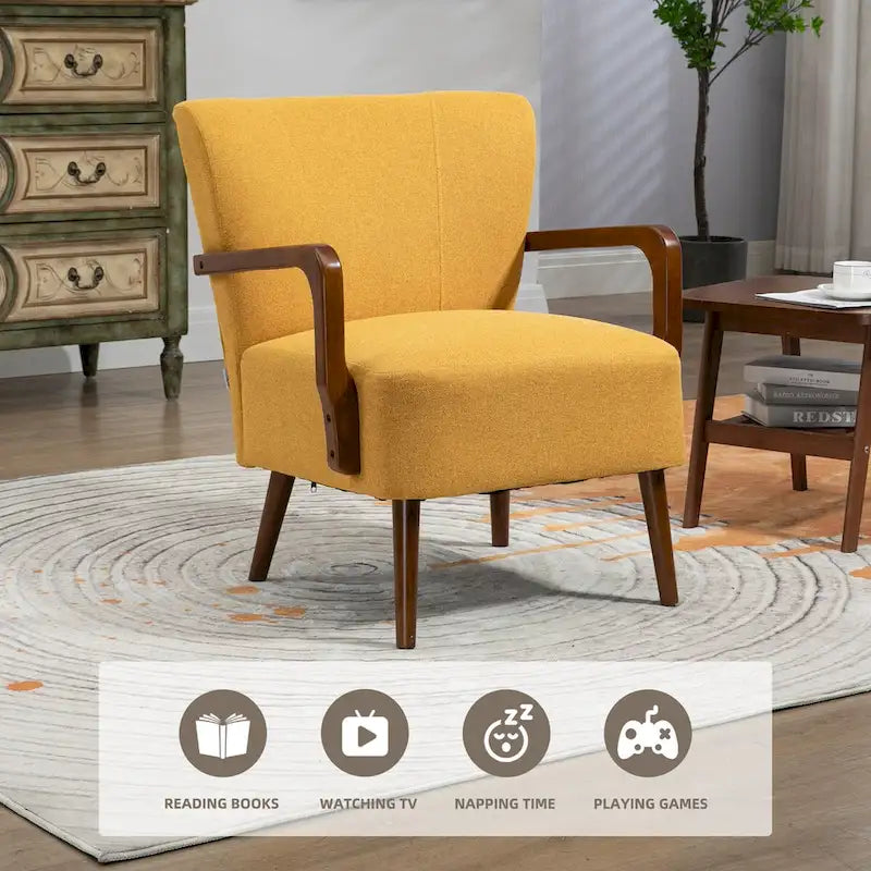 Cadeiras modernas na sala de estar, poltronas com estrutura de madeira