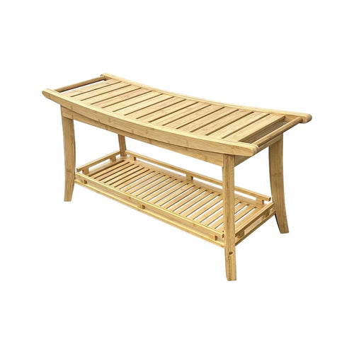 39-Inch Solid Bamboo Spa Bench with Bottom Storage Shelf