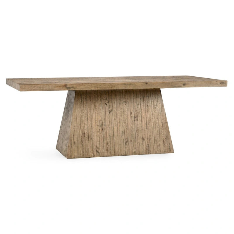 84-Inch Reclaimed Pine Wood Dining Table with Plinth Base Natural